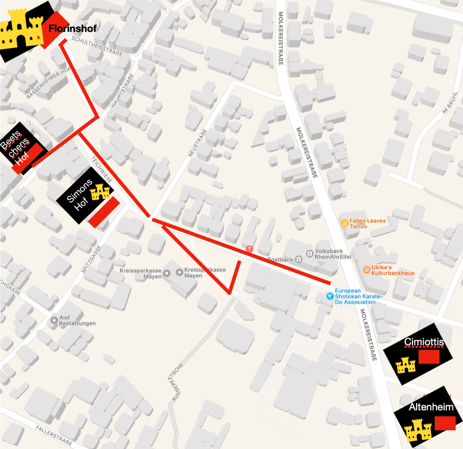 Obermendiger Weihnachtsmarkt - Verlaufsplan